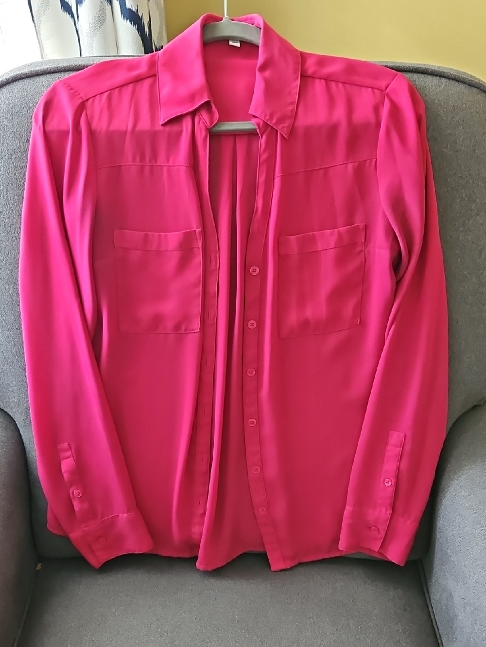 Express Hot Pink Button-Up Blouse